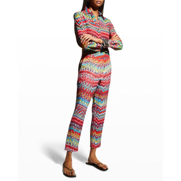 Robert Graham Pants Womens 6 Dani Chevron Rainbow Crop Stretch Artsy Maximalist - Picture 1 of 7